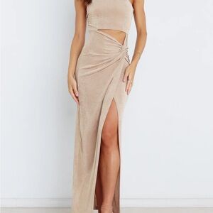 Petal & Pup Beige Textured Dress